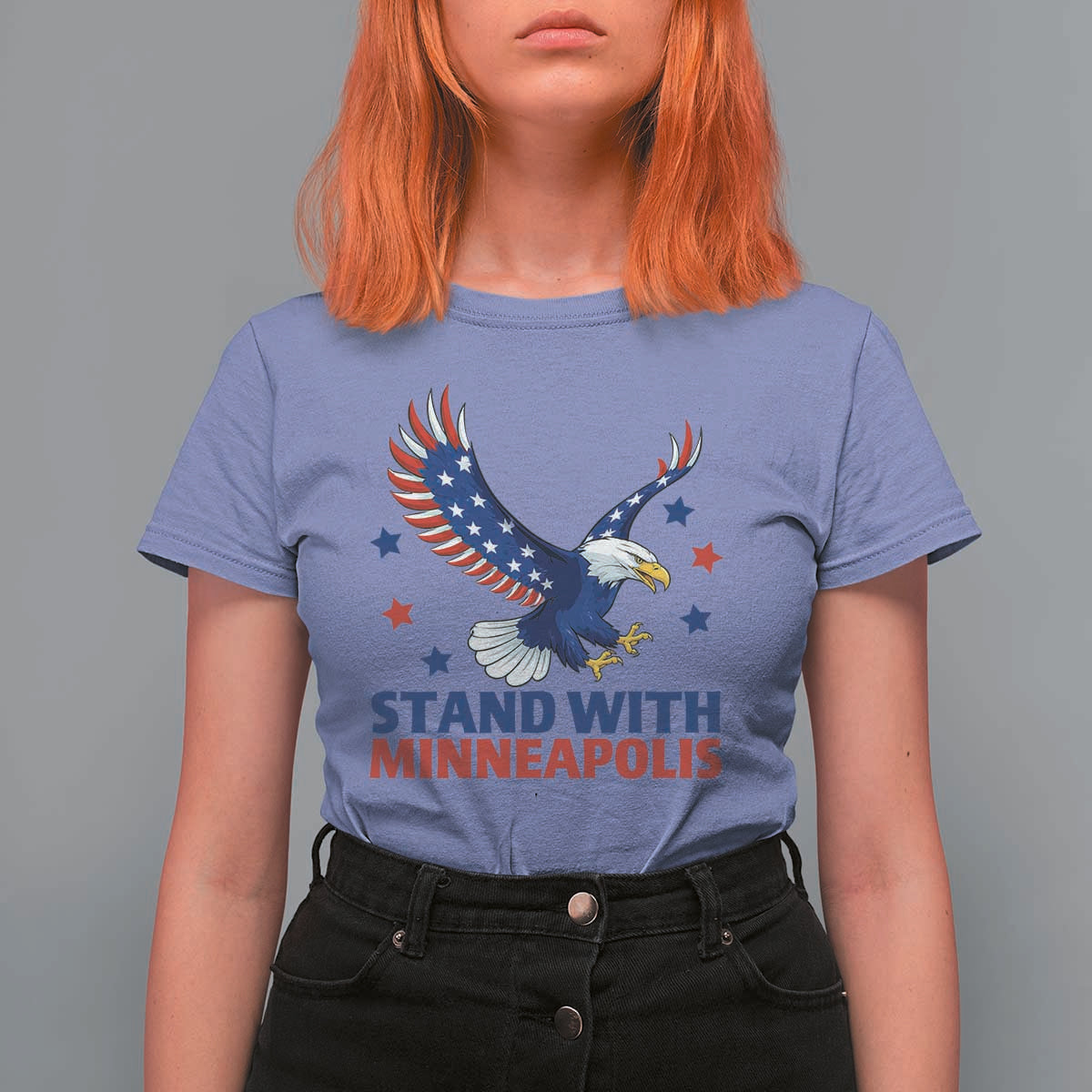 Stand With Minneapolis T Shirt For Women American Eagle Protest Gift