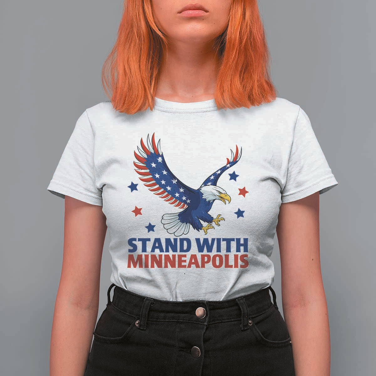 Stand With Minneapolis T Shirt For Women American Eagle Protest Gift