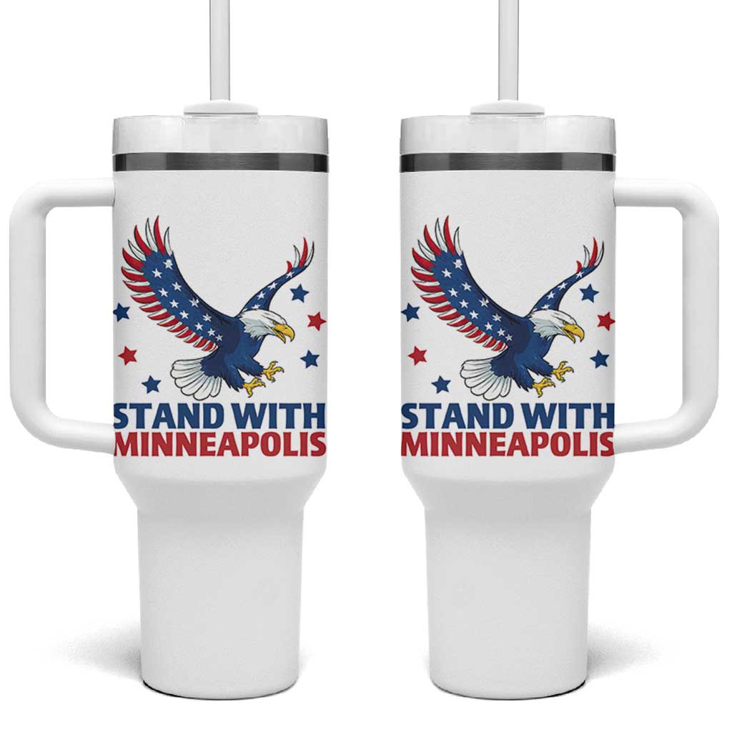 Stand With Minneapolis Tumbler With Handle American Eagle Protest Gift