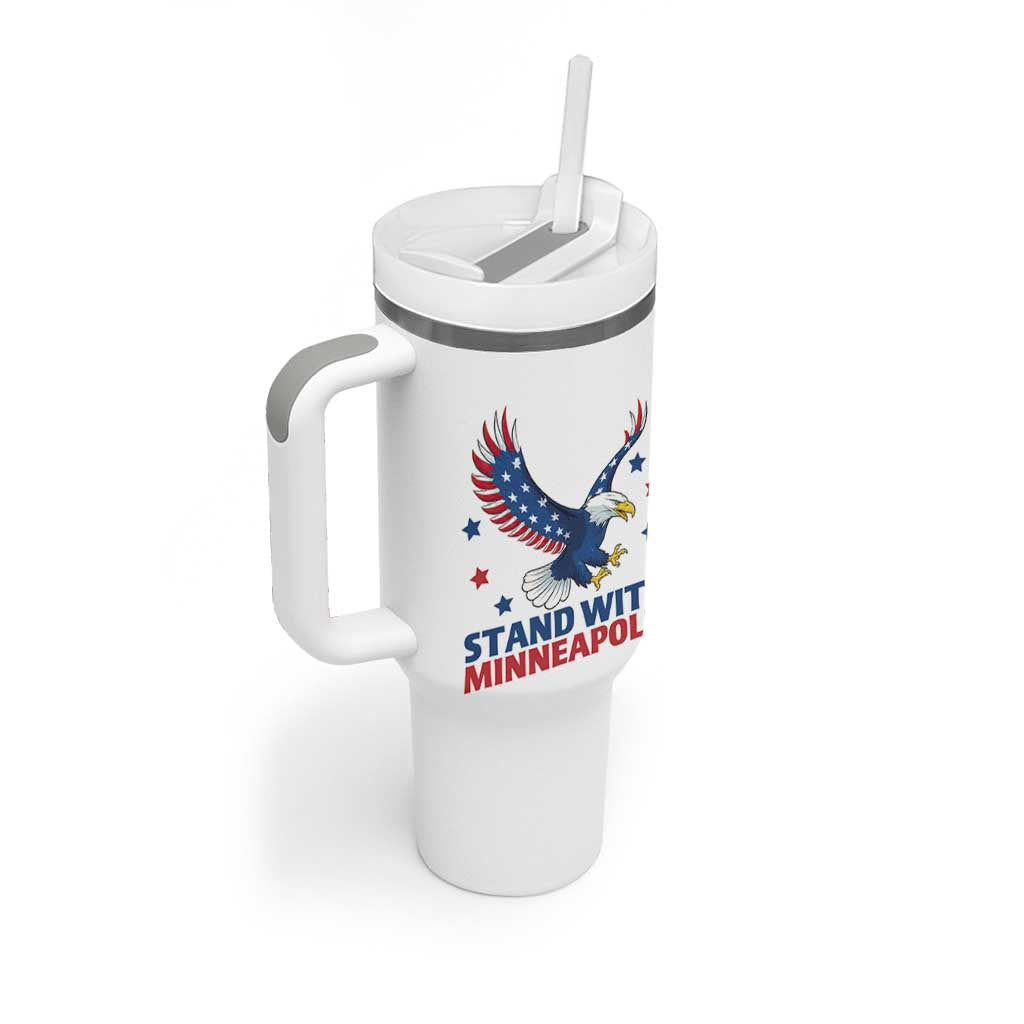 Stand With Minneapolis Tumbler With Handle American Eagle Protest Gift