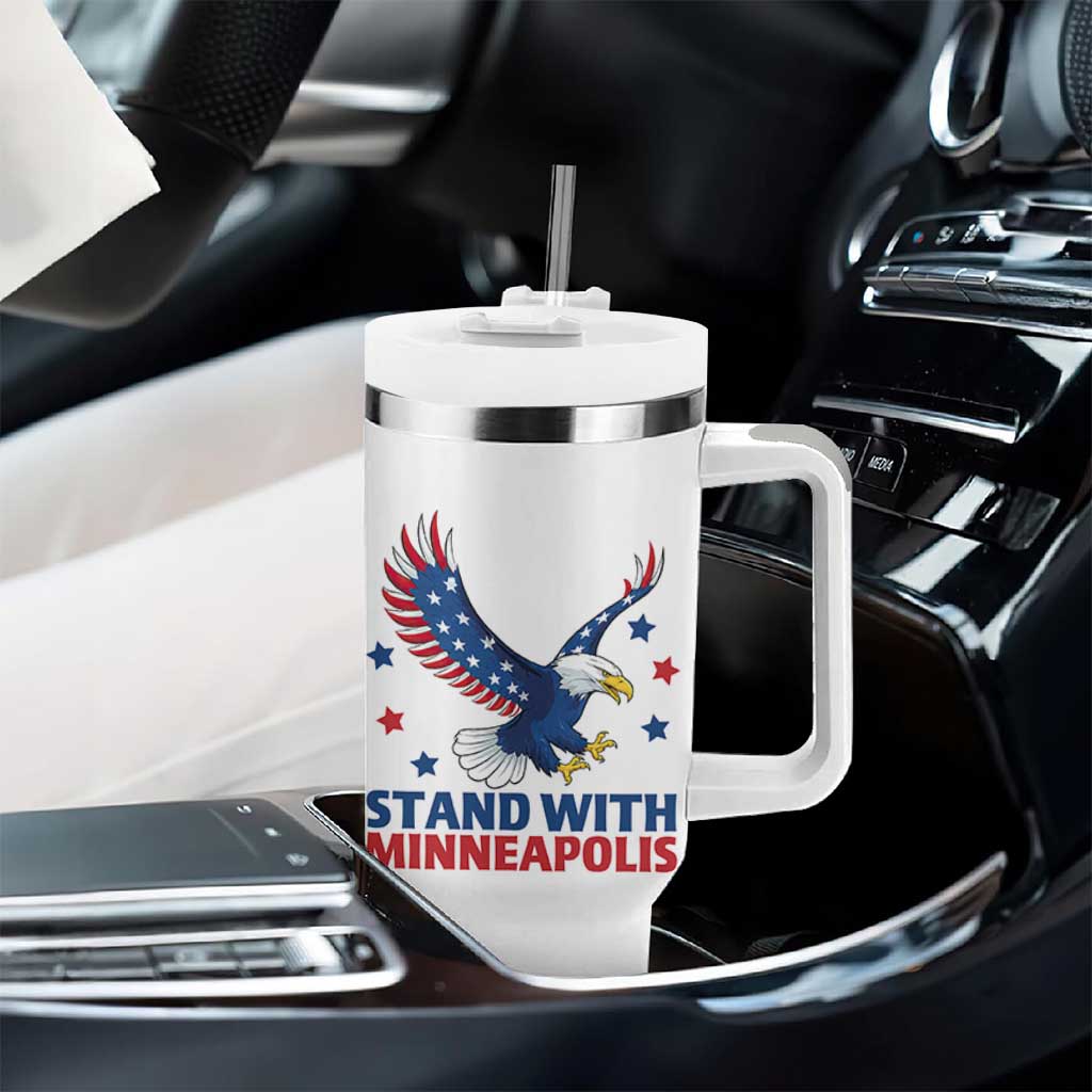 Stand With Minneapolis Tumbler With Handle American Eagle Protest Gift