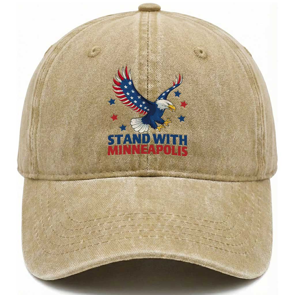 Stand With Minneapolis Washed Cotton Baseball Cap American Eagle Protest Gift