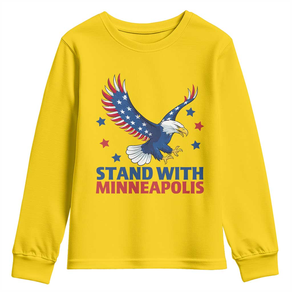 Stand With Minneapolis Youth Sweatshirt American Eagle Protest Gift