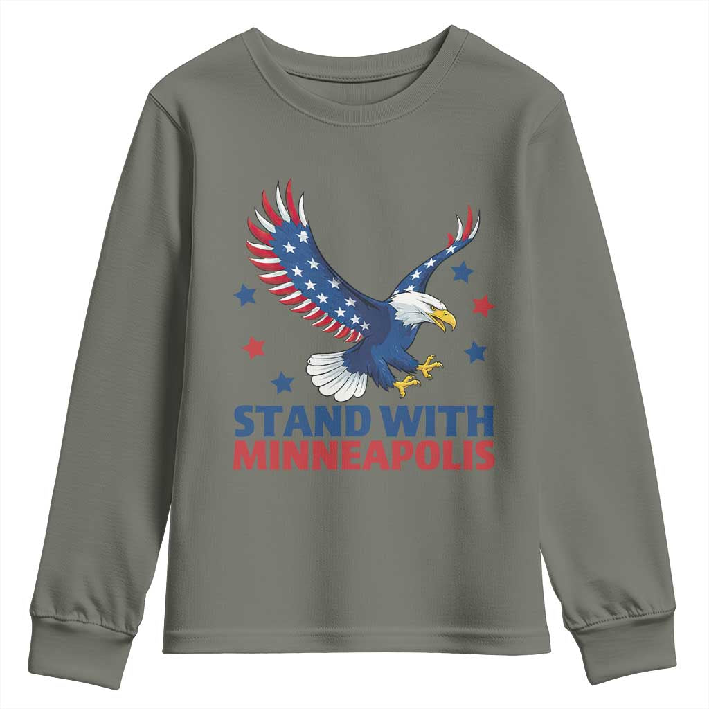 Stand With Minneapolis Youth Sweatshirt American Eagle Protest Gift