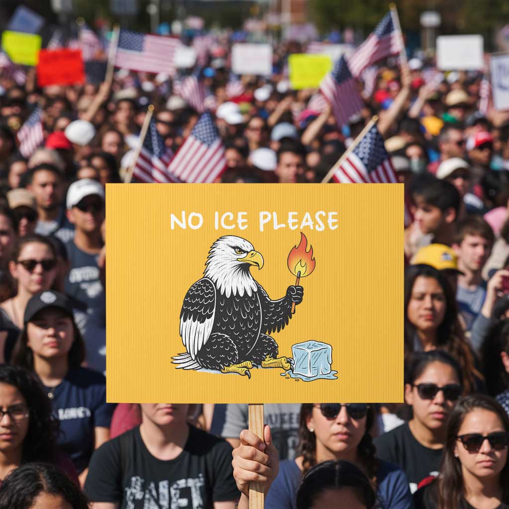 No Ice Please Protest Sign Funny American Eagle Social Justice Gift