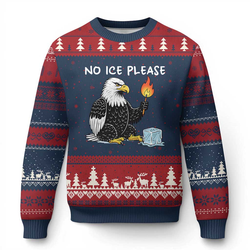 No Ice Please Ugly Christmas Sweater Funny American Eagle Social Justice Gift