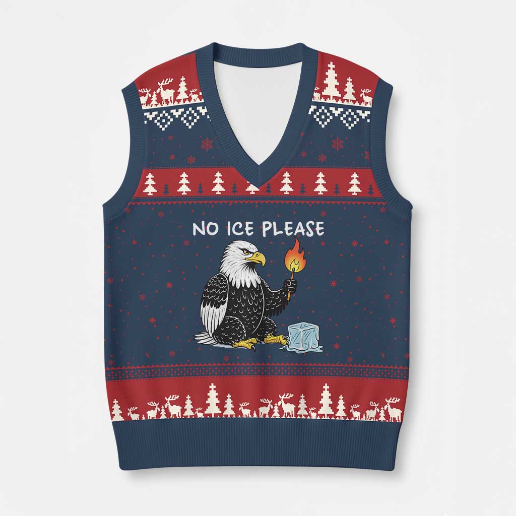 No Ice Please V-Neck Knit Sweater Vest Funny American Eagle Social Justice Gift