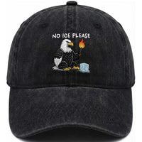 No Ice Please Washed Cotton Baseball Cap Funny American Eagle Social Justice Gift