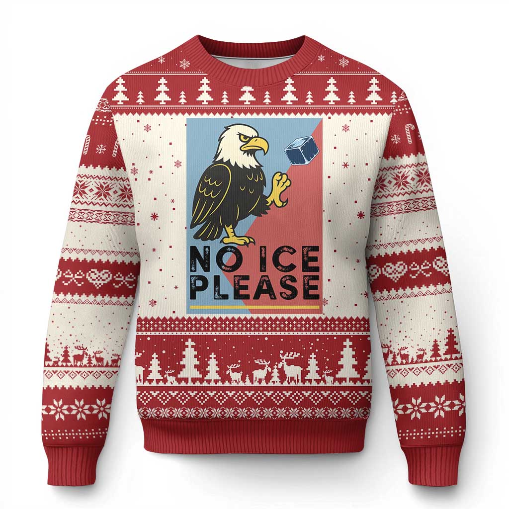 American Eagle No Ice Please Ugly Christmas Sweater Minnesota Protest Support Gift