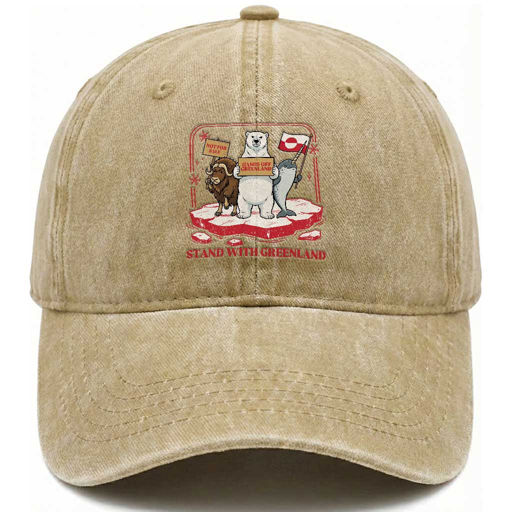 Hands Off Greenland Washed Cotton Baseball Cap Support Greenlander Gift