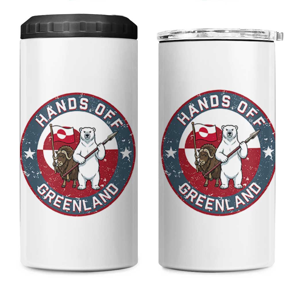 Hands Off Greenland 4 in 1 Can Cooler Tumbler Anti Authoritarian Political Gag Gift