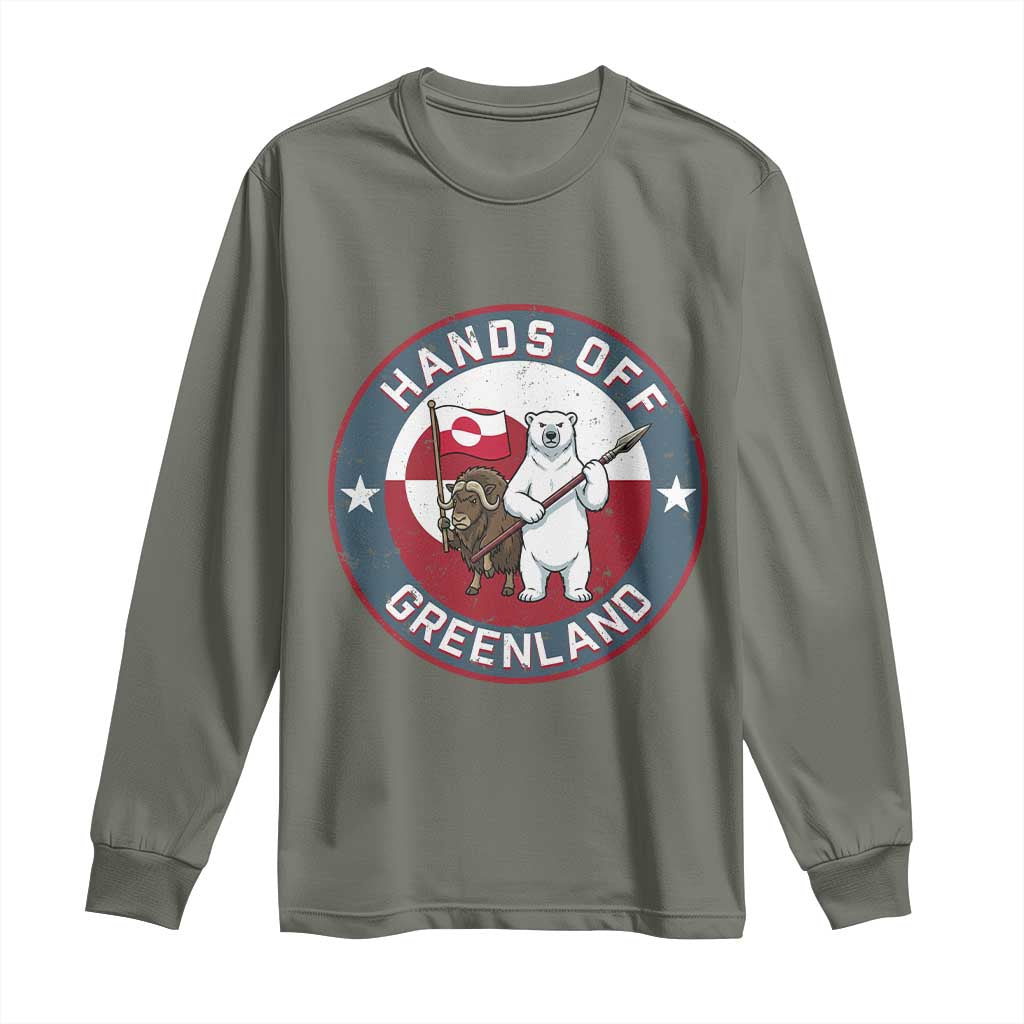 Hands Off Greenland Long Sleeve Shirt Anti Authoritarian Political Gag Gift