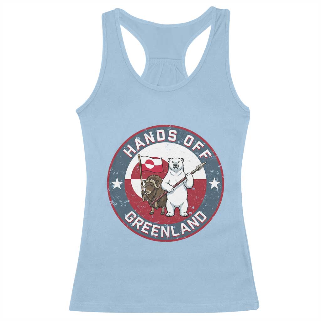 Hands Off Greenland Racerback Tank Top Anti Authoritarian Political Gag Gift