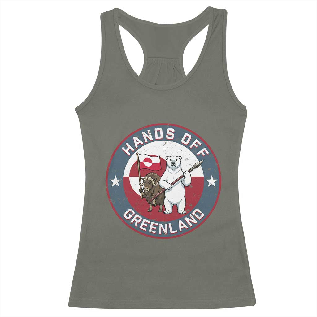 Hands Off Greenland Racerback Tank Top Anti Authoritarian Political Gag Gift