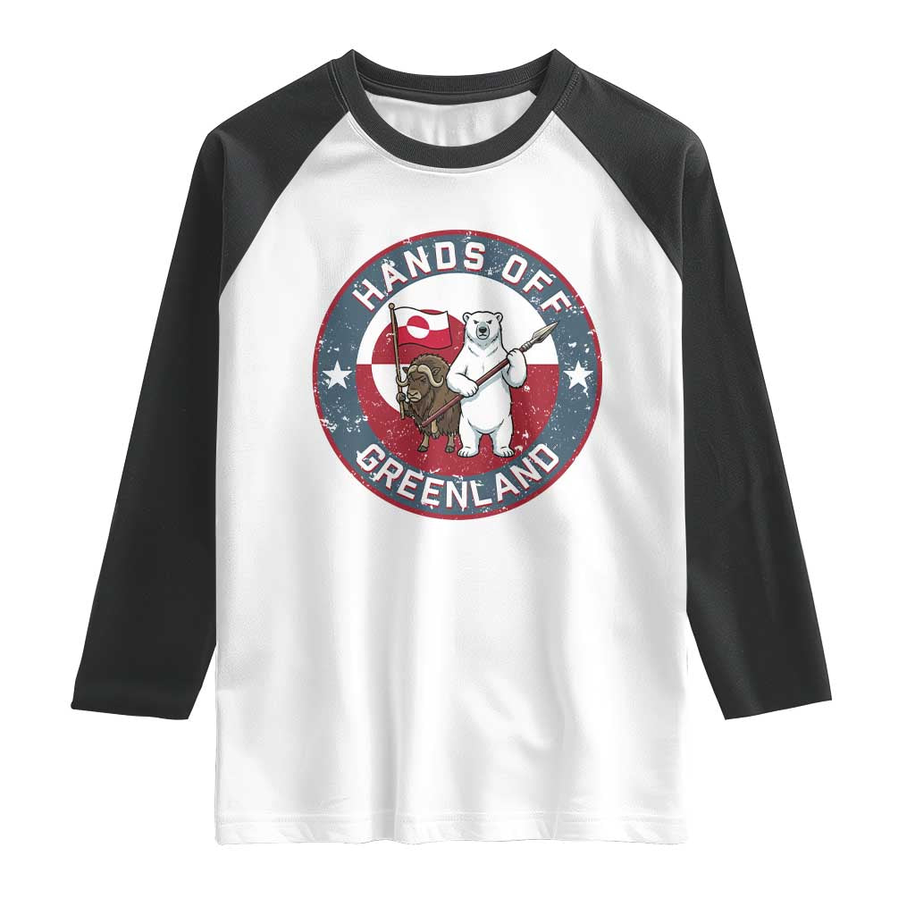 Hands Off Greenland Raglan Shirt Anti Authoritarian Political Gag Gift