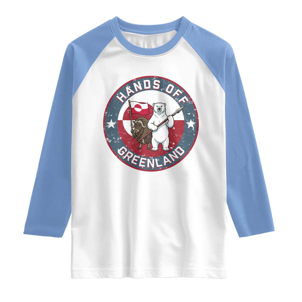 Hands Off Greenland Raglan Shirt Anti Authoritarian Political Gag Gift