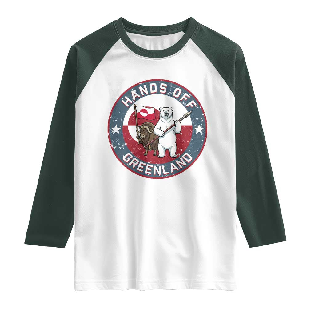 Hands Off Greenland Raglan Shirt Anti Authoritarian Political Gag Gift