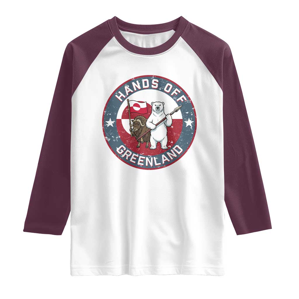 Hands Off Greenland Raglan Shirt Anti Authoritarian Political Gag Gift