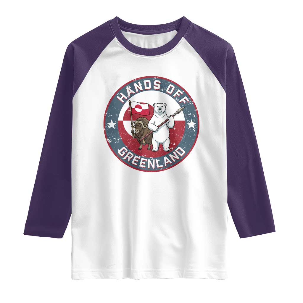 Hands Off Greenland Raglan Shirt Anti Authoritarian Political Gag Gift