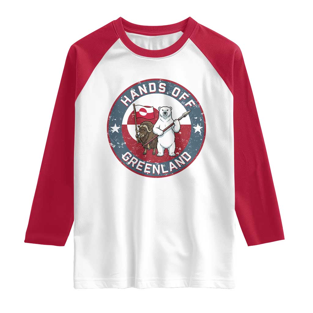 Hands Off Greenland Raglan Shirt Anti Authoritarian Political Gag Gift