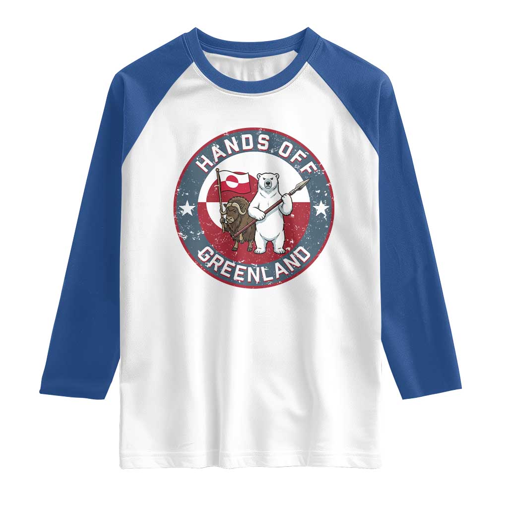Hands Off Greenland Raglan Shirt Anti Authoritarian Political Gag Gift