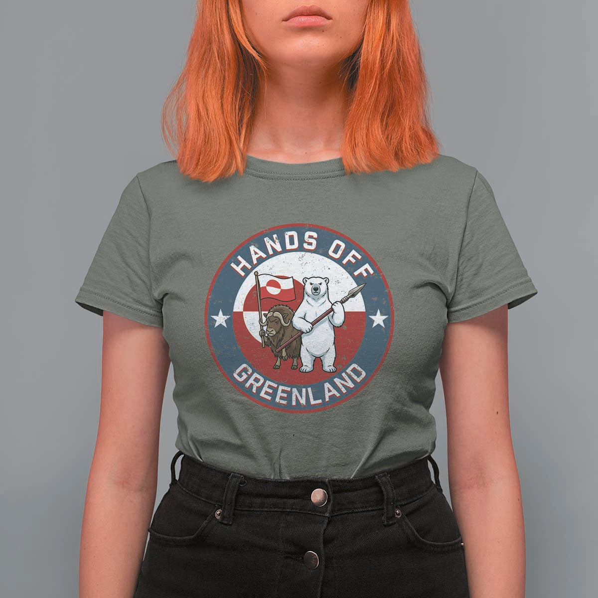 Hands Off Greenland T Shirt For Women Anti Authoritarian Political Gag Gift