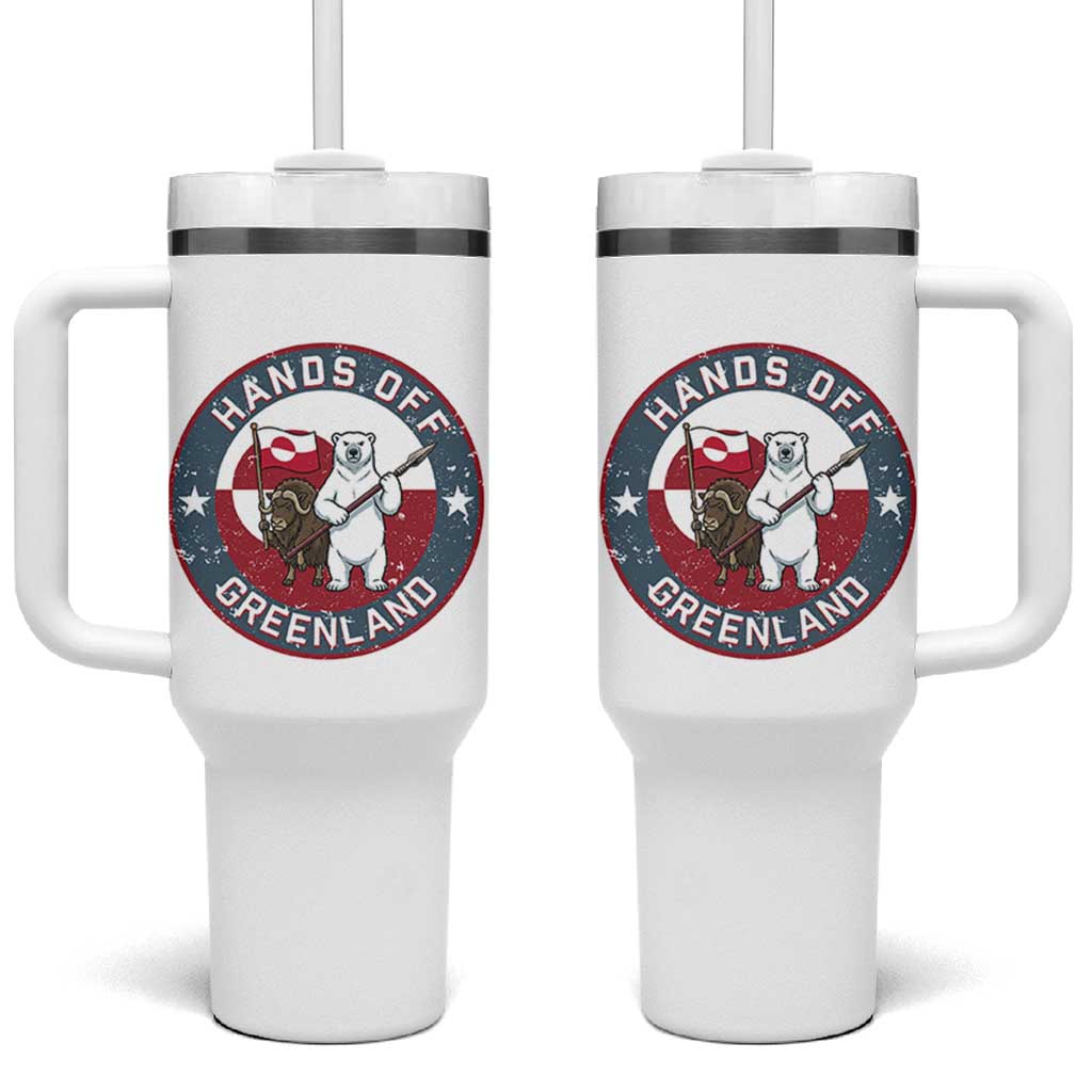 Hands Off Greenland Tumbler With Handle Anti Authoritarian Political Gag Gift