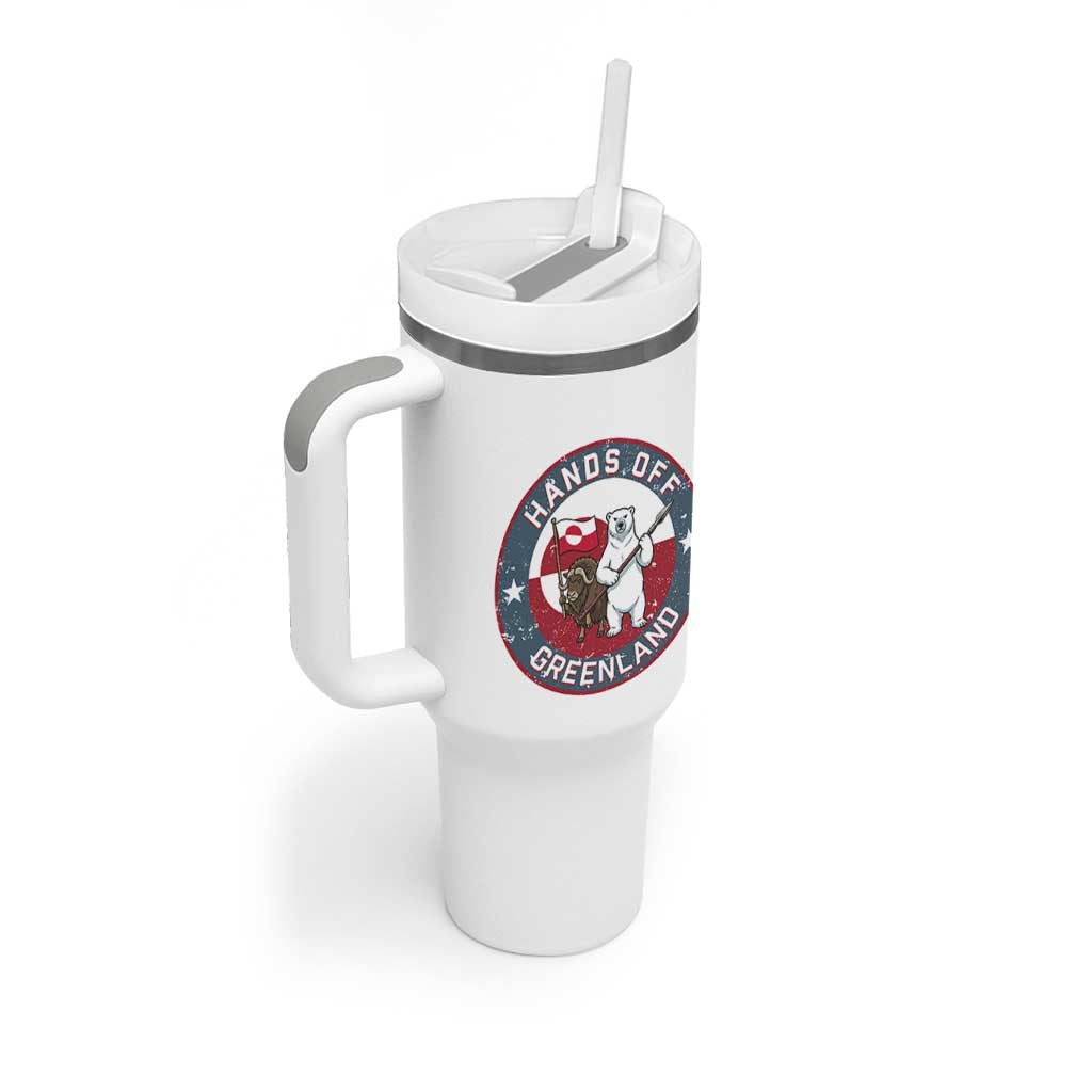 Hands Off Greenland Tumbler With Handle Anti Authoritarian Political Gag Gift