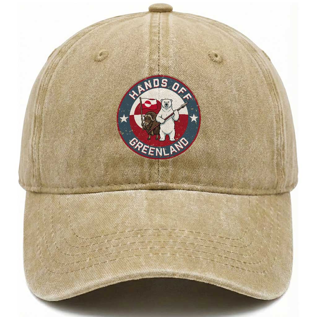 Hands Off Greenland Washed Cotton Baseball Cap Anti Authoritarian Political Gag Gift