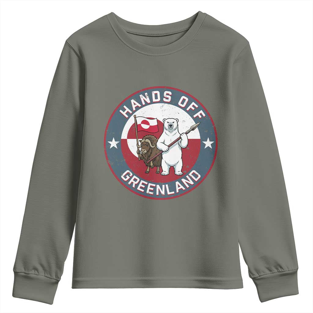 Hands Off Greenland Youth Sweatshirt Anti Authoritarian Political Gag Gift