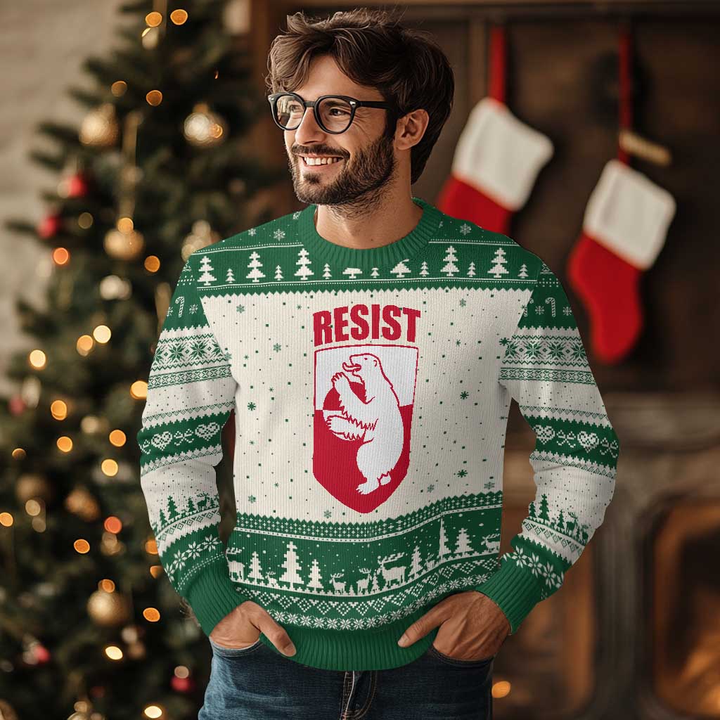 Greenland Resist Ugly Christmas Sweater Stand With Greenlanders