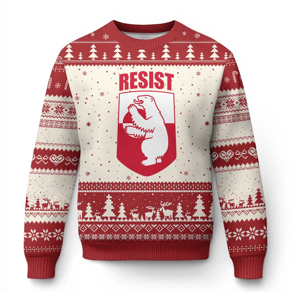 Greenland Resist Ugly Christmas Sweater Stand With Greenlanders