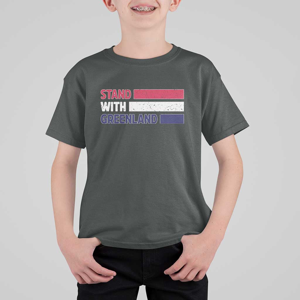 Vintage Retro Stand With Greenland T Shirt For Kid Support Greenlander Gift