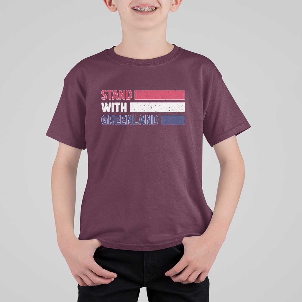 Vintage Retro Stand With Greenland T Shirt For Kid Support Greenlander Gift