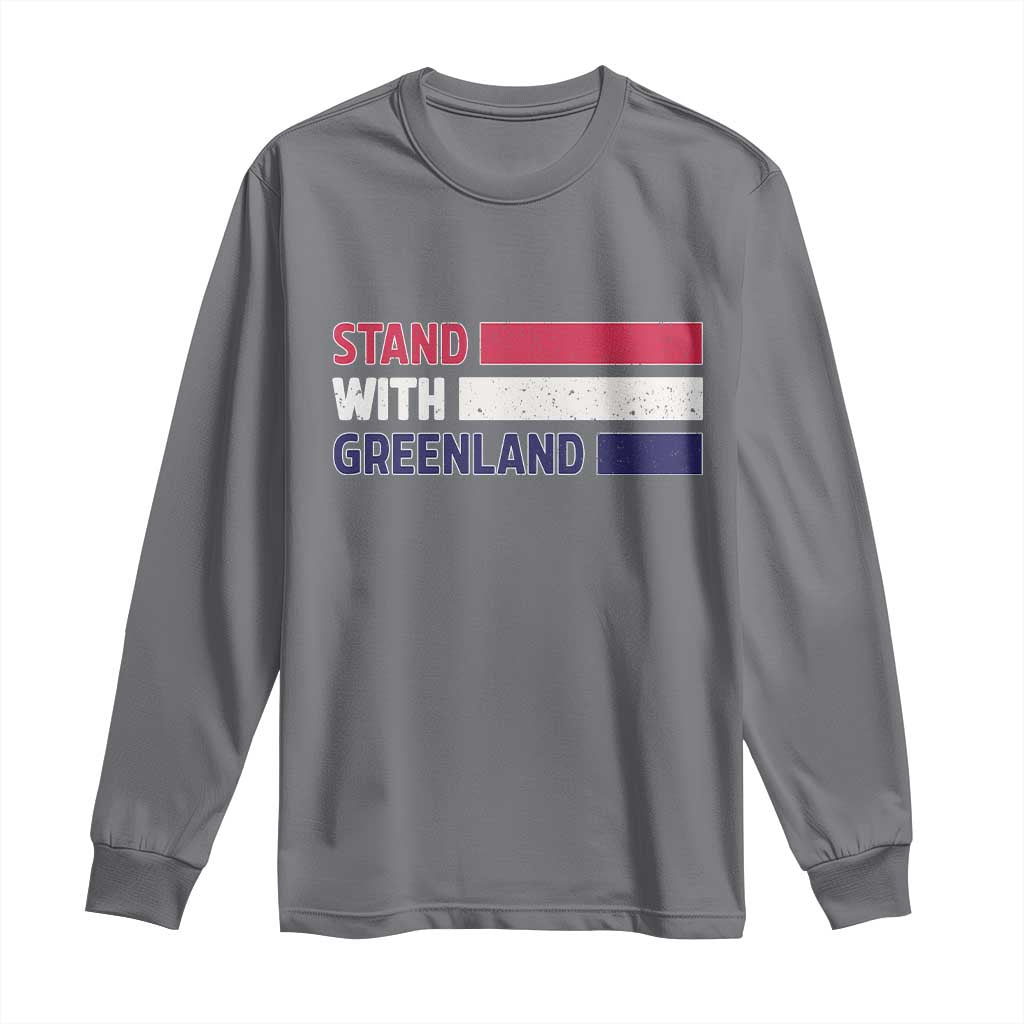Vintage Retro Stand With Greenland Long Sleeve Shirt Support Greenlander Gift