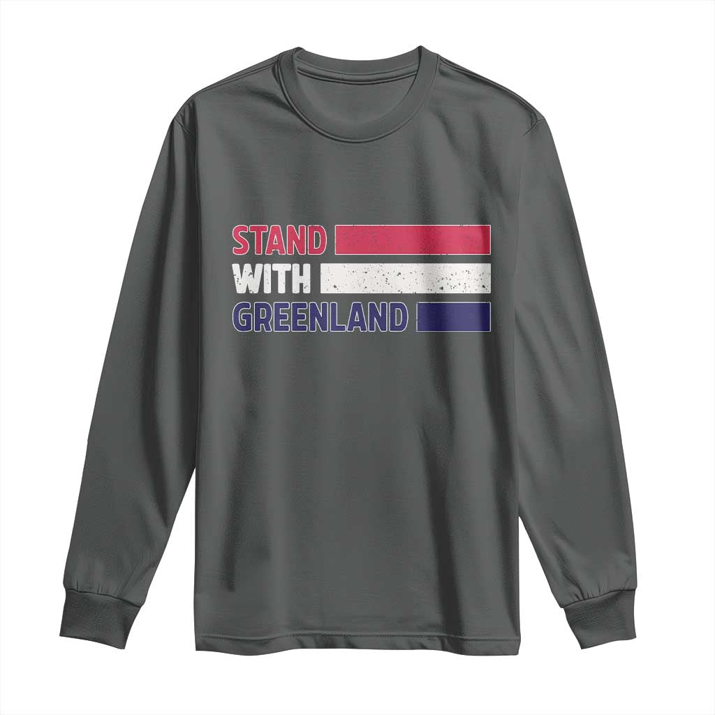 Vintage Retro Stand With Greenland Long Sleeve Shirt Support Greenlander Gift
