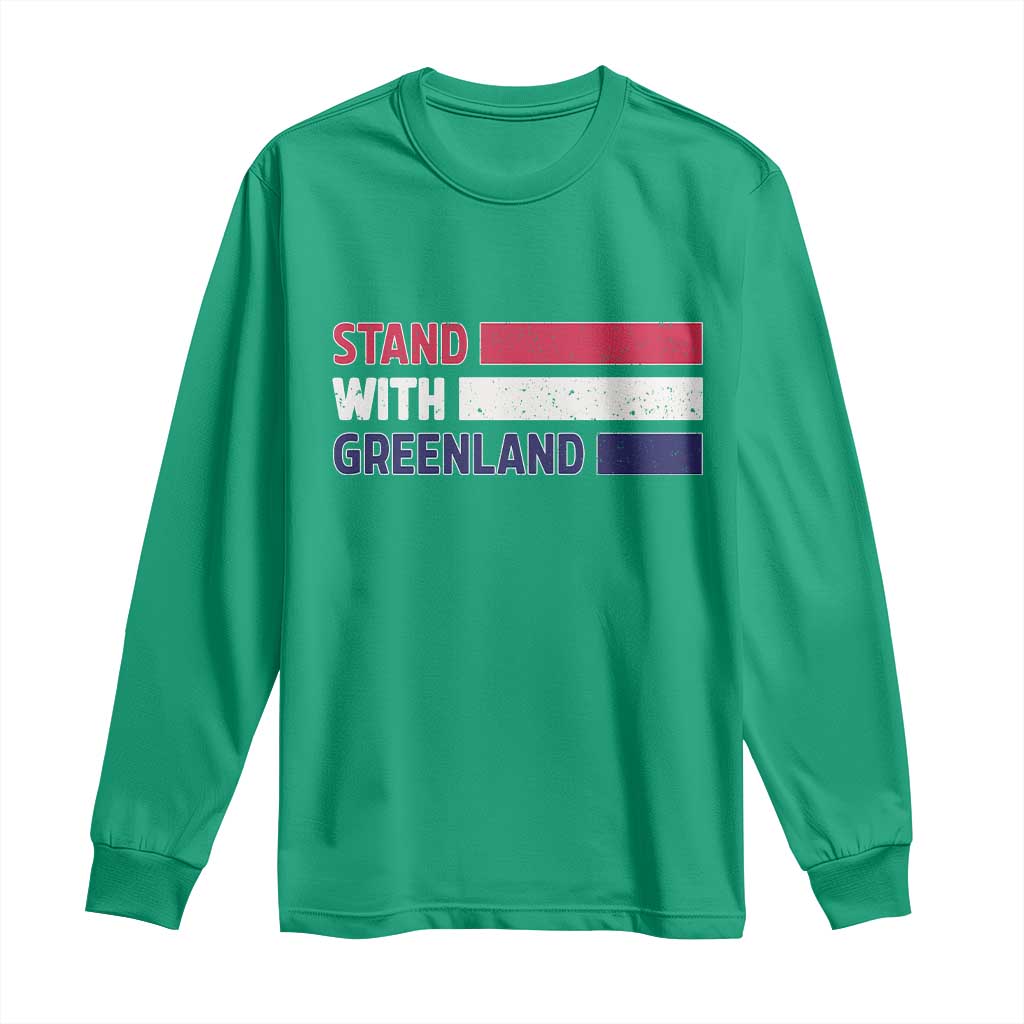 Vintage Retro Stand With Greenland Long Sleeve Shirt Support Greenlander Gift