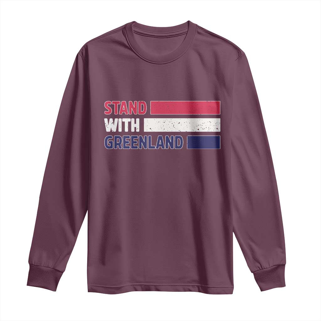 Vintage Retro Stand With Greenland Long Sleeve Shirt Support Greenlander Gift
