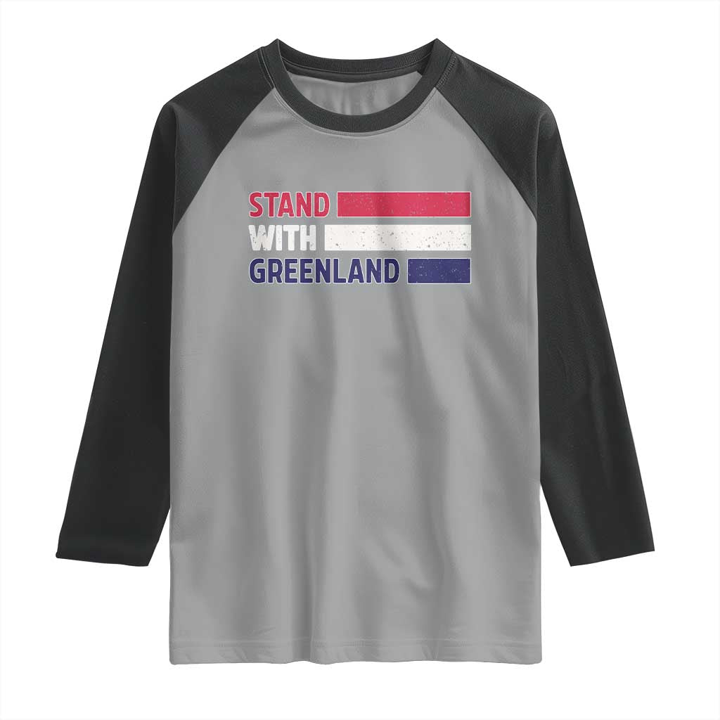 Vintage Retro Stand With Greenland Raglan Shirt Support Greenlander Gift