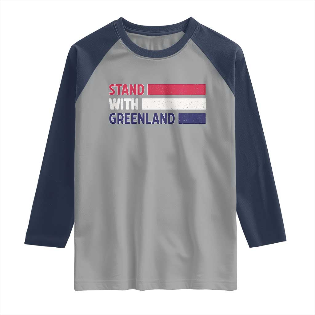 Vintage Retro Stand With Greenland Raglan Shirt Support Greenlander Gift