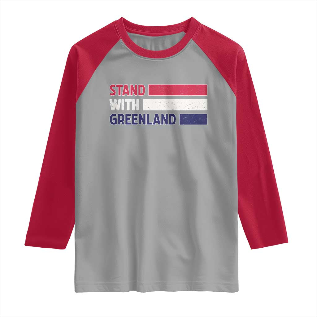Vintage Retro Stand With Greenland Raglan Shirt Support Greenlander Gift