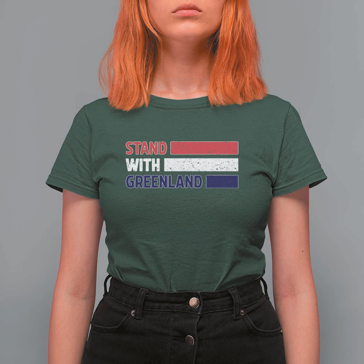 Vintage Retro Stand With Greenland T Shirt For Women Support Greenlander Gift