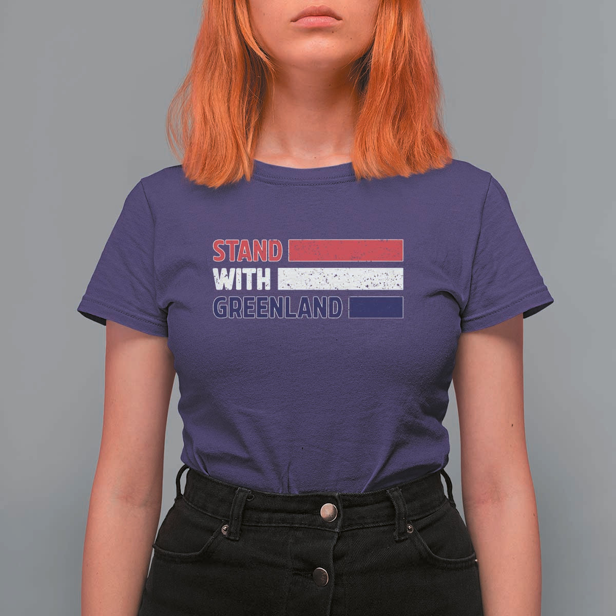 Vintage Retro Stand With Greenland T Shirt For Women Support Greenlander Gift
