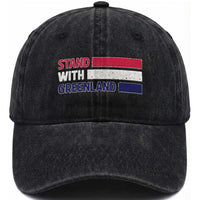 Vintage Retro Stand With Greenland Washed Cotton Baseball Cap Support Greenlander Gift