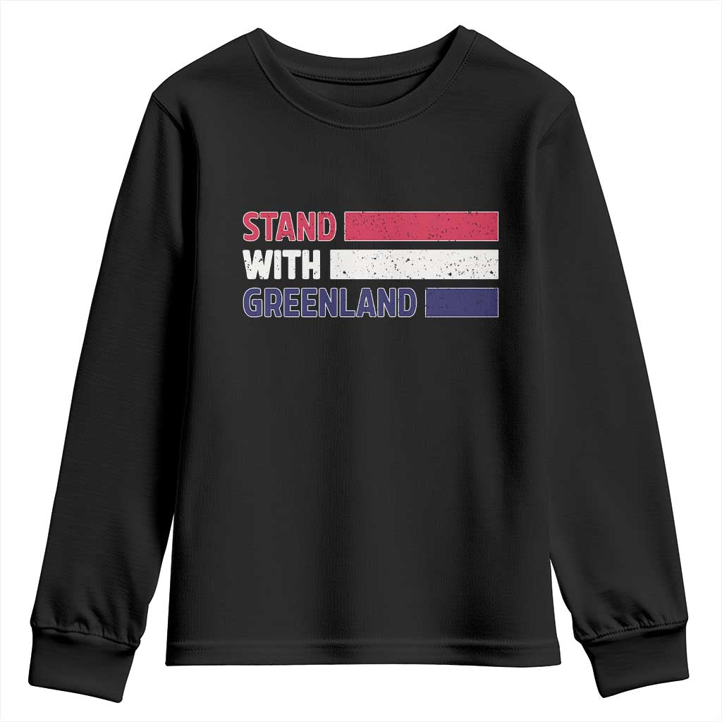 Vintage Retro Stand With Greenland Youth Sweatshirt Support Greenlander Gift