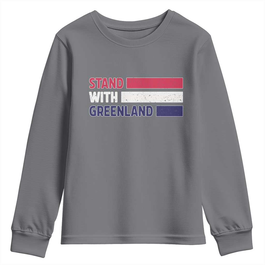 Vintage Retro Stand With Greenland Youth Sweatshirt Support Greenlander Gift