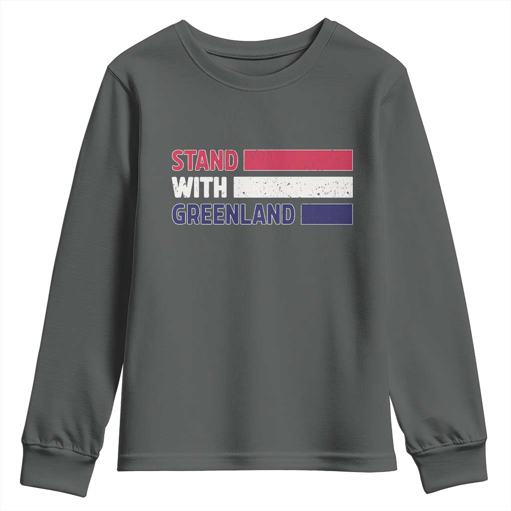 Vintage Retro Stand With Greenland Youth Sweatshirt Support Greenlander Gift