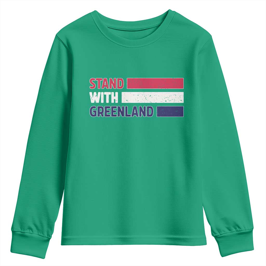 Vintage Retro Stand With Greenland Youth Sweatshirt Support Greenlander Gift