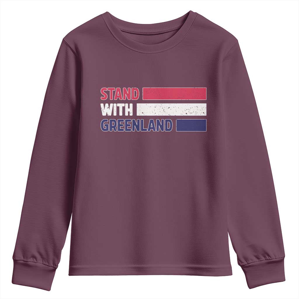 Vintage Retro Stand With Greenland Youth Sweatshirt Support Greenlander Gift