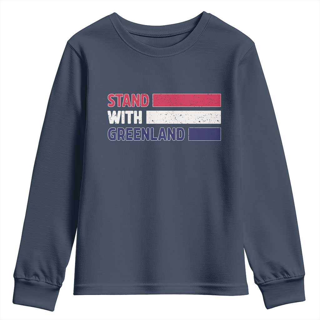 Vintage Retro Stand With Greenland Youth Sweatshirt Support Greenlander Gift